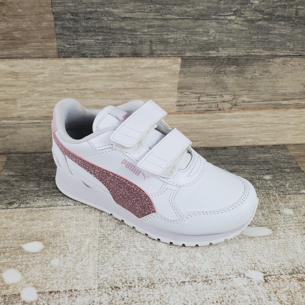 PUMA ST Runner V4 SL Glitter V PS Kids Sz 12C White Copper Rose Mauve Sneakers